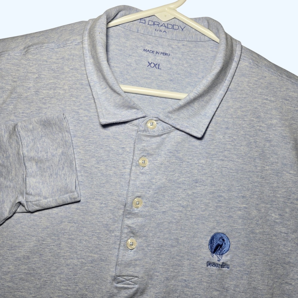 B Draddy DeBordieu Club Long Sleeve Pima Cotton Golf Polo Shirt Mens XXL